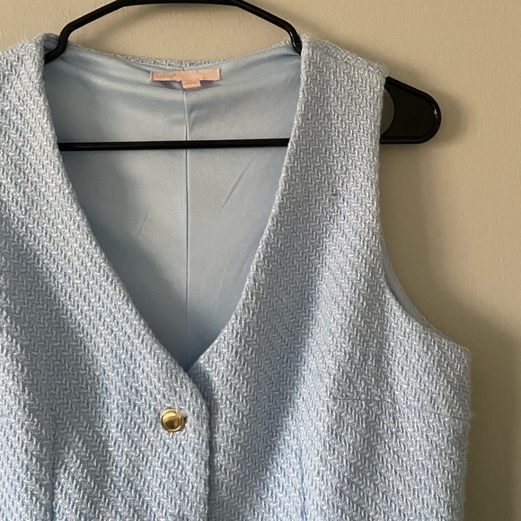 Bebop Baby Blue Tweed Coquette Preppy Academia Button Down Mini Dress size L - Picture 5 of 7